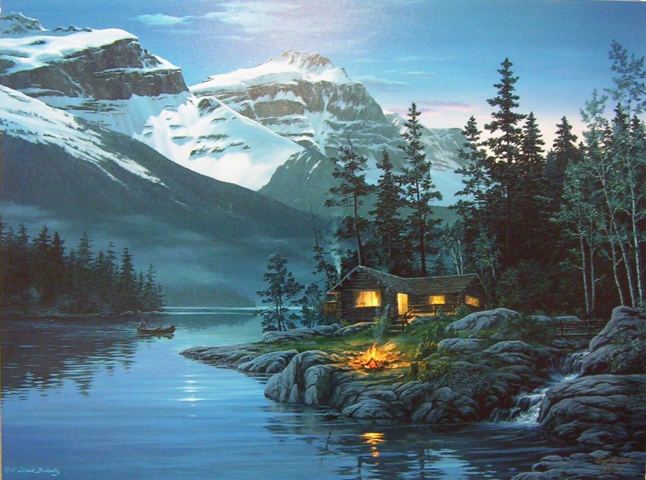 (image for) Handmade oil painting Copy paintings of famous artists Fred Buchwitz's Rocky Moutain Hideaway